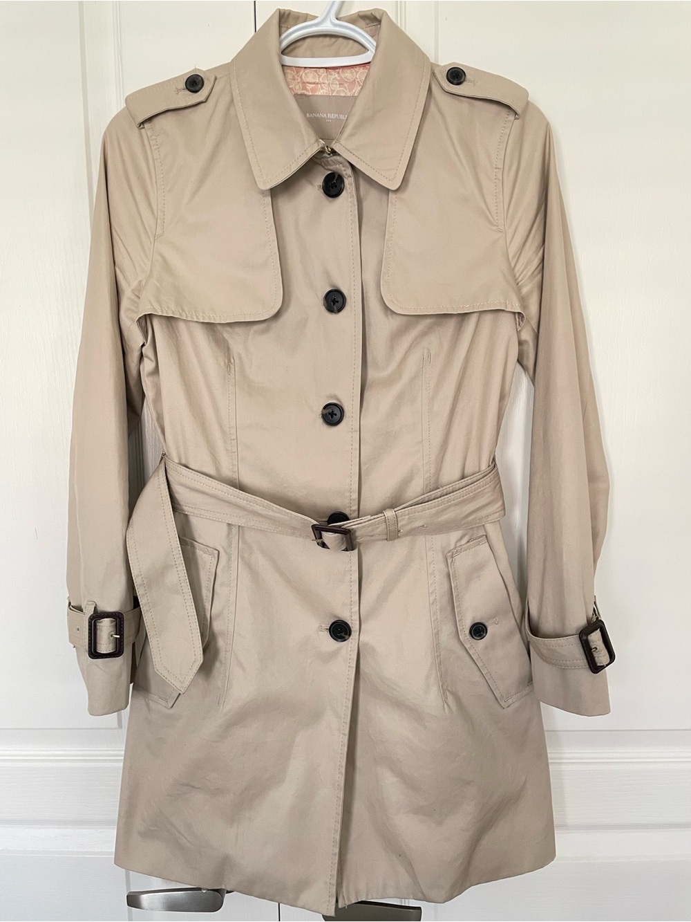 Banana Republic Factory Tan Trench Coat with Belted Waist